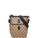 グッチ GGキャンバス 斜め掛け ショルダーバッグ 92646 002214 ベージュ ブラウン キャンバス レザー レディース GUCCI 【中古】