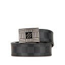 ルイ ヴィトン ダミエ グラフィット サンチュール プレート ベルト サイズ:90 M0269T ブラック PVC レザー メンズ LOUIS VUITTON 【中古】