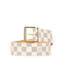 ルイ ヴィトン ダミエ アズール サンチュール ベルト サイズ:85/34 M9835 ホワイト PVC レザー レディース LOUIS VUITTON 【中古】