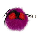 フェンディ バッグバグズ モンスター バッグチャーム キーホルダー パープル マルチカラー ファー レザー レディース FENDI 【中古】