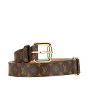 ルイ ヴィトン モノグラム サンチュール トリオ ベルト サイズ:85/34 M9745 ブラウン PVC レザー レディース LOUIS VUITTON 【中古】