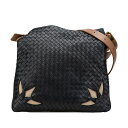 ボッテガヴェネタ イントレチャート 斜め掛け ショルダーバッグ ブラック レザー レディース BOTTEGAVENETA 【中古】