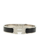 エルメス クリッククラックH PM バングル シルバー ブラック メタル レディース HERMES 【中古】