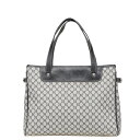 セリーヌ マカダム ハンドバッグ トートバッグ グレー ブラック キャンバス レザー レディース CELINE 【中古】