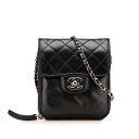 シャネル マトラッセ ココマーク チェーン ショルダーバッグ ブラック ラムスキン レディース CHANEL 【中古】
