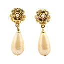 シャネル ヴィンテージ カメリア フラワー 花 モチーフ フェイクパール イヤリング ゴールド メッキ レディース CHANEL 【中古】