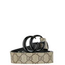 グッチ GGスプリーム ベルト 75.30 414516 ベージュ ブラック PVC レザー レディース GUCCI 【中古】