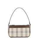 バーバリー ノバチェック ワンショルダーバッグ ベージュ ブラウン キャンバス レザー レディース BURBERRY 【中古】