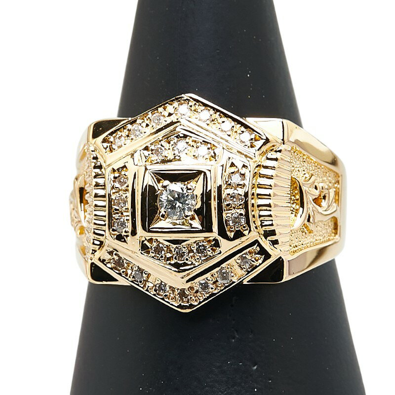 K18YG イエローゴールド ダイヤ0.31ct リング 指輪 レディース 20.5号 【中古】