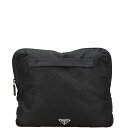 プラダ 三角ロゴプレート セカンドバッグ クラックバッグ ブラック ナイロン レザー レディース PRADA 【中古】