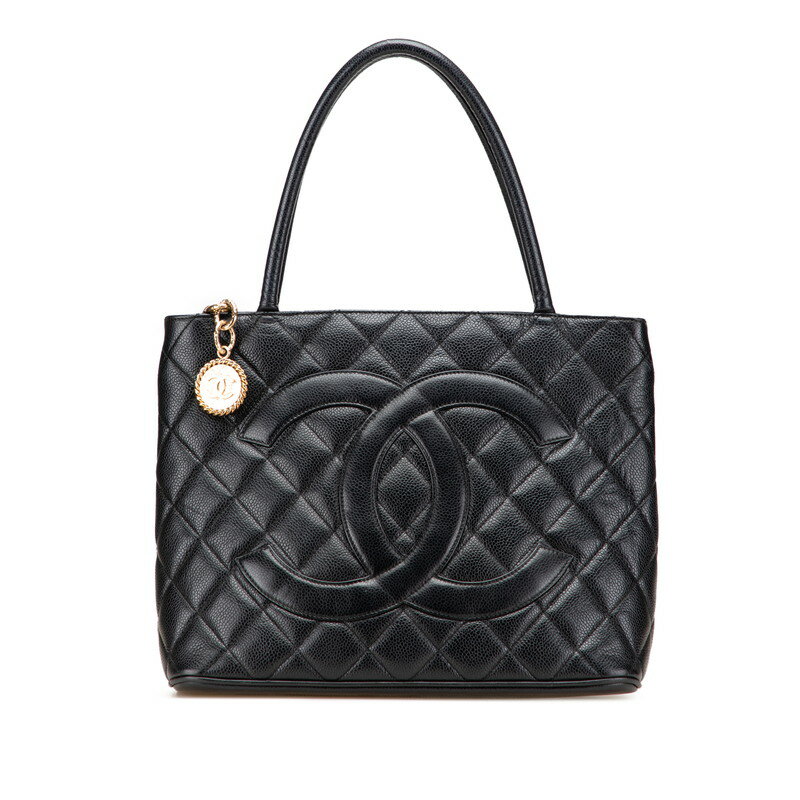 シャネル ココマーク マトラッセ 復刻トート トートバッグ ブラック キャビアスキン レディース CHANEL 【中古】