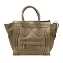 セリーヌ ラゲージ ミニショッパー ハンドバッグ オリーブ カーキグリーン レザー レディース CELINE 【中古】