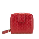 グッチ マイクログッチシマ 二つ折り財布 449395 レッド レザー レディース GUCCI 【中古】