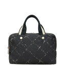 シャネル 旧トラベルライン ハンドバッグ ミニボストンバッグ ブラック ホワイト ナイロン レディース CHANEL 【中古】