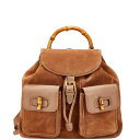 グッチ バンブー リュック バックパック 003 2058 0016 ブラウン レザー スエード レディース GUCCI 【中古】