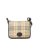 バーバリー ノバチェック シャドーホース ショルダーバッグ ベージュ ブラック レッド キャンバス レザー レディース BURBERRY 【中古】