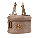 グッチ GGマーモント バニティ リュック バックパック 598594 ピンクベージュ レザー レディース GUCCI 【中古】