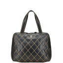 シャネル ワイルドステッチ ココマーク ハンドバッグ ブラック レザー レディース CHANEL 【中古】