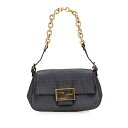 フェンディ ズッキーノ ミニ マンマバケット チェーン ハンドバッグ 8BR180 ブラック PVC レザー レディース FENDI 【中古】