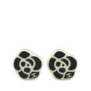シャネル カメリア ココマーク イヤリング ブラック ホワイト プラスチック メッキ レディース CHANEL 【中古】