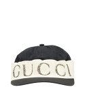 グッチ ロゴ キャップ サイズ:L ブラック ベージュ コットン レディース GUCCI 【中古】
