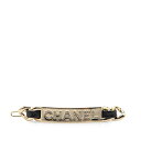 シャネル ロゴ バレッタ ヘアアクセサリー ゴールド ブラック メッキ レザー ラインストーン レディース CHANEL 【中古】