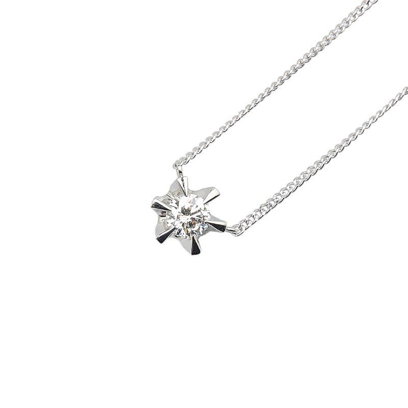 Pt900 プラチナ ダイヤ0.437ct プチ ネックレス レディース 【中古】