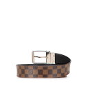 ルイ ヴィトン ダミエ サンチュール ベルト サイズ:90/36 M9154 ブラウン PVC レザー メンズ LOUIS VUITTON 【中古】