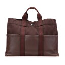 エルメス フールトゥMM ハーフレザー トートバッグ ブラウン キャンバス レザー レディース HERMES 【中古】
