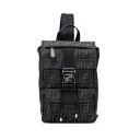 フェンディ ズッカ ボディバッグ 7VZ067 ブラック キャンバス レザー レディース FENDI 【中古】