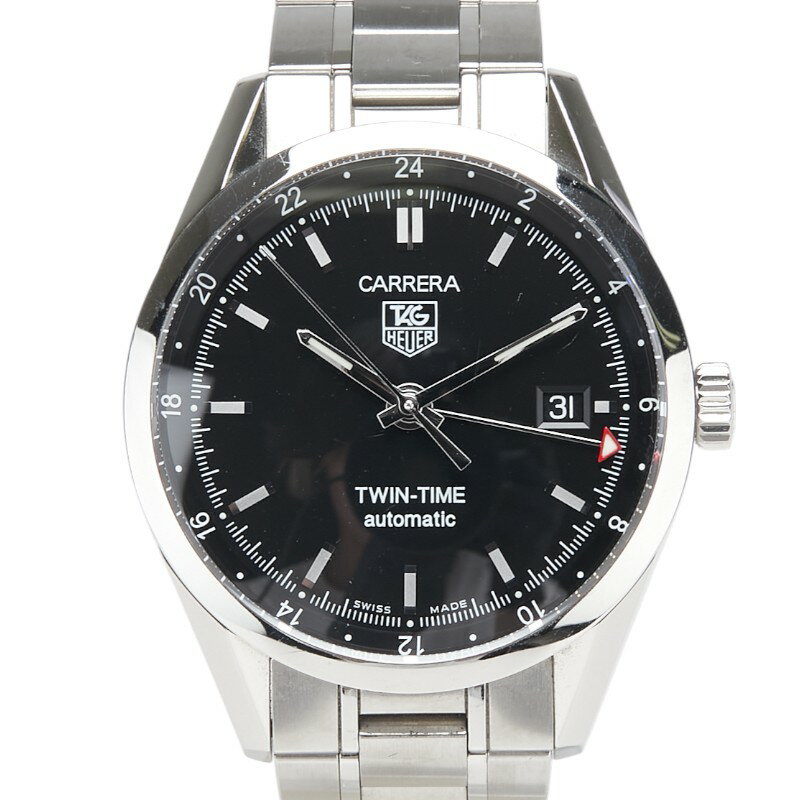 タグホイヤー カレラ ツインタイム 腕時計 WV2115.BA0787 自動巻き ブラック文字盤 ス ...