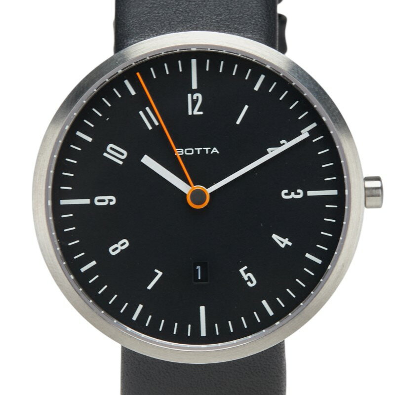 BOTTA 腕時計 クオーツ ブラック文字盤 ステンレススチール レザー メンズ 【中古】