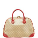 セリーヌ マカダム ハンドバッグ ブラウン レッド PVC レザー レディース CELINE 【中古】