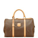 セリーヌ マカダム ボストンバッグ ブラウン PVC レザー レディース CELINE 【中古】