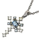 ヴァレンティノ クロス 十字架 モチーフ ビジュー ネックレス シルバー マルチカラー メタル メンズ VALENTINO 【中古】