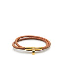 エルメス ドゥーブルケリー チョーカー ブレスレット ゴールド ブラウン メッキ レザー レディース HERMES 【中古】