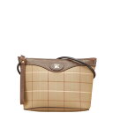 バーバリー チェック ショルダーバッグ カーキグリーン ブラウン キャンバス レザー レディース BURBERRY 【中古】