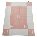 エルメス アヴァロン バスタオル ピンク ホワイト コットン レディース HERMES 【中古】