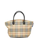 バーバリー ノバチェック ハンドバッグ ベージュ マルチカラー ナイロン レザー レディース BURBERRY 【中古】