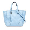 グッチ マイクログッチシマ ハンドバッグ ショルダーバッグ 2WAY 449241 ライトブルー レザー レディース GUCCI 【中古】