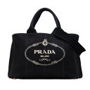 プラダ カナパM 三角ロゴプレート ハンドバッグ ショルダーバッグ 2WAY BN2642 ブラック キャンバス レディース PRADA 【中古】