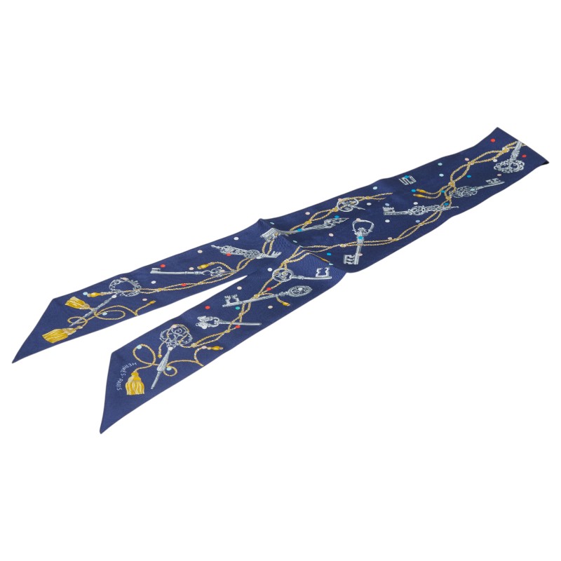 エルメス ツイリー LES CLES A POIS ピエスの鍵 スカーフ ネイビー マルチカラー レディース HERMES 【中古】のサムネイル
