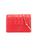 バーバリー ロゴ チェーン ショルダーウォレット レッド レザー レディース BURBERRY 【中古】