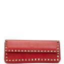 ヴァレンティノ ロックスタッズ クラッチバッグ レッド ゴールド レザー レディース VALENTINO 【中古】