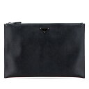 プラダ 三角ロゴプレート クラッチバッグ 2NG001 ブラック サフィアーノレザー レディース PRADA 【中古】