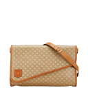 セリーヌ マカダム ショルダーバッグ ベージュ ブラウン PVC レザー レディース CELINE 【中古】