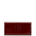 カルティエ ハッピーバースデー 長財布 ワインレッド ボルドー パテントレザー レディース CARTIER 【中古】