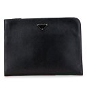 プラダ 三角ロゴプレート クラッチバッグ ブラック サフィアーノレザー レディース PRADA 【中古】