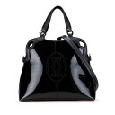 カルティエ マストライン ハンドバッグ ショルダーバッグ 2WAY ブラック エナメル レザー レディース CARTIER 【中古】