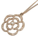 シャネル カメリア ラインストーン ネックレス シャンパンゴールド メッキ フェイクパール レディース CHANEL 【中古】